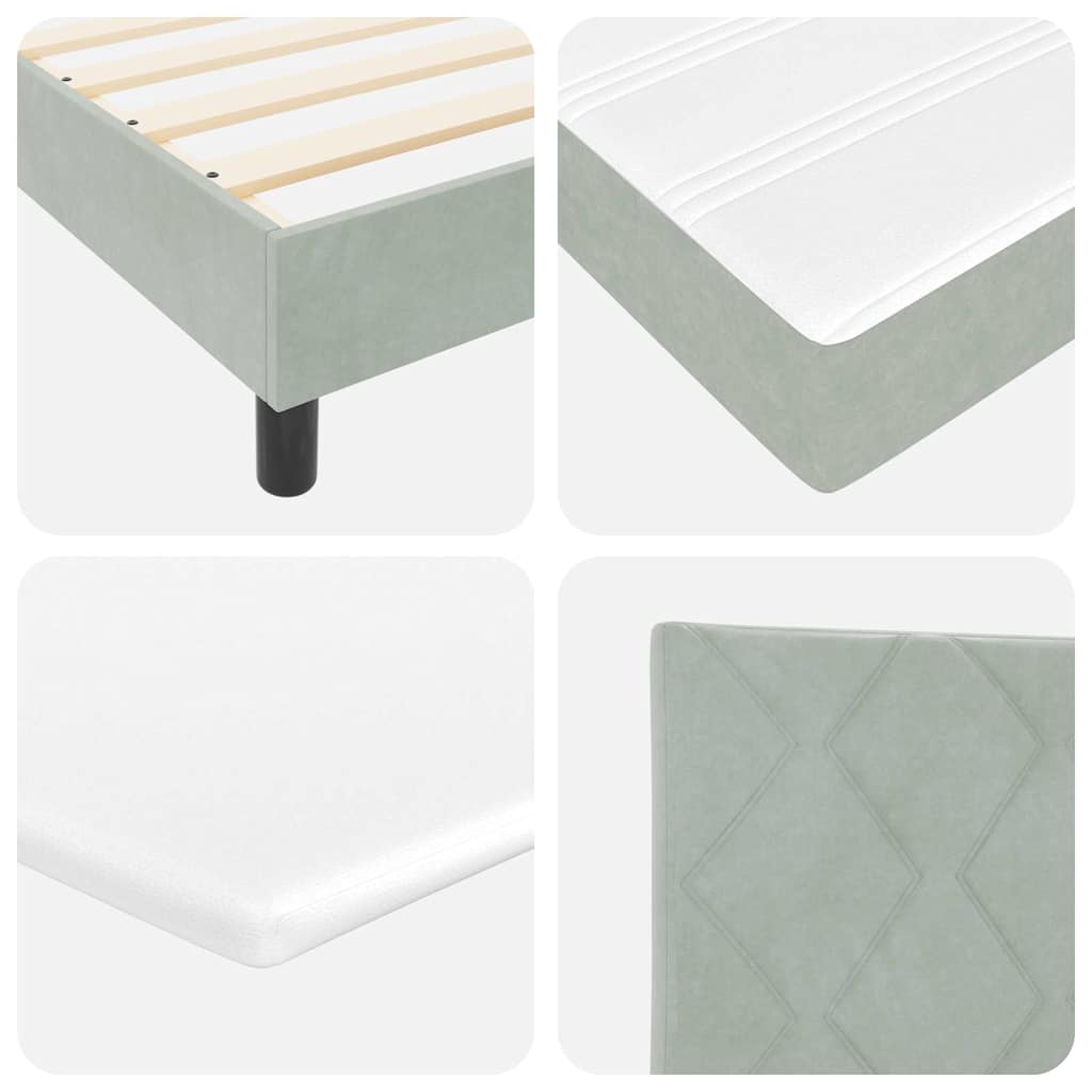 Boxspringbett mit Matratze Hellgrau 120 x 190 cm Samt