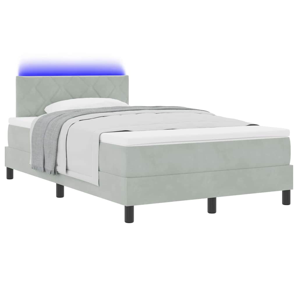 Boxspringbett mit Matratze Hellgrau 120 x 190 cm Samt