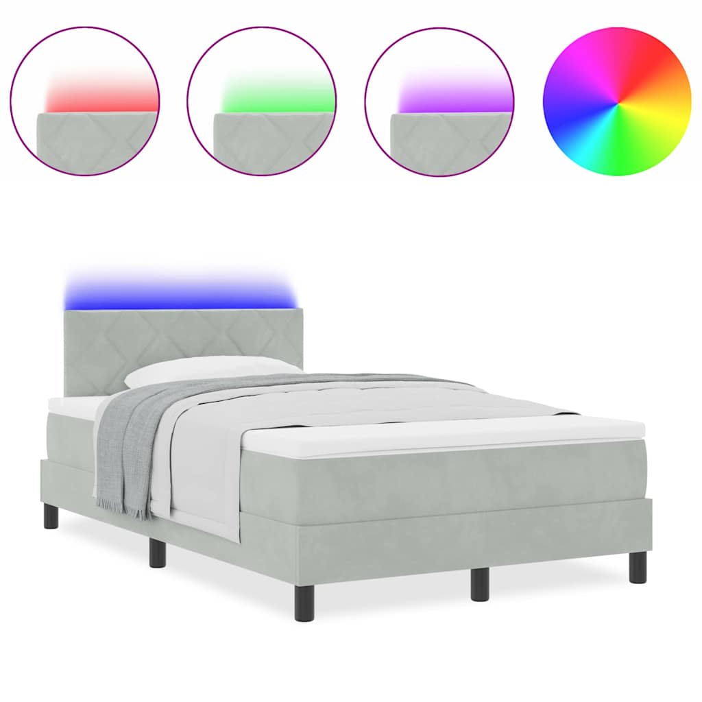 Boxspringbett mit Matratze Hellgrau 120 x 190 cm Samt