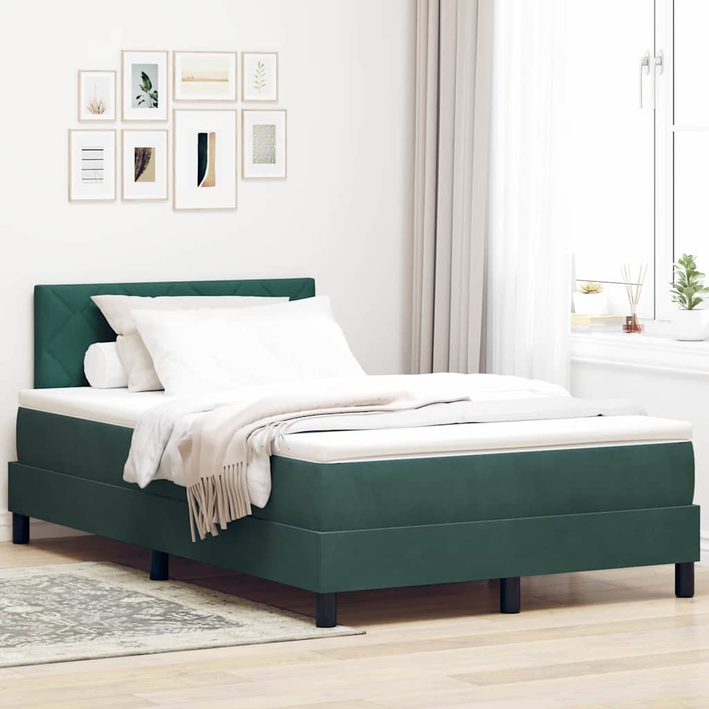 Boxspringbett mit Matratze Dunkelgrün 120 x 190 cm Samt