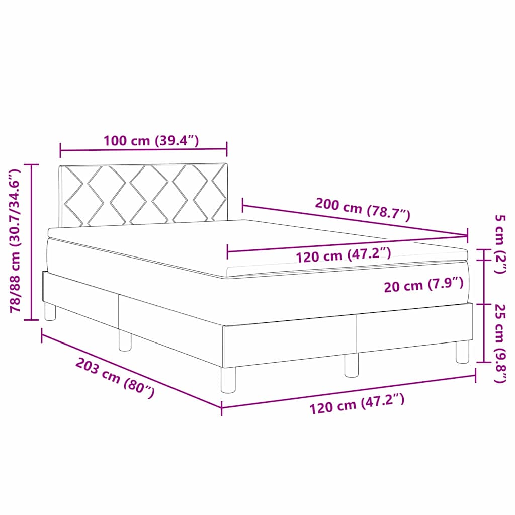 Boxspringbett mit Matratze Dunkelgrün 120 x 200 cm Samt