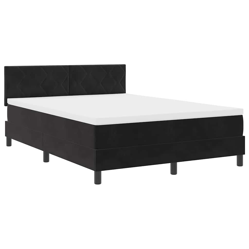 Boxspringbett mit Matratze Schwarz 140 x 190 cm Samt
