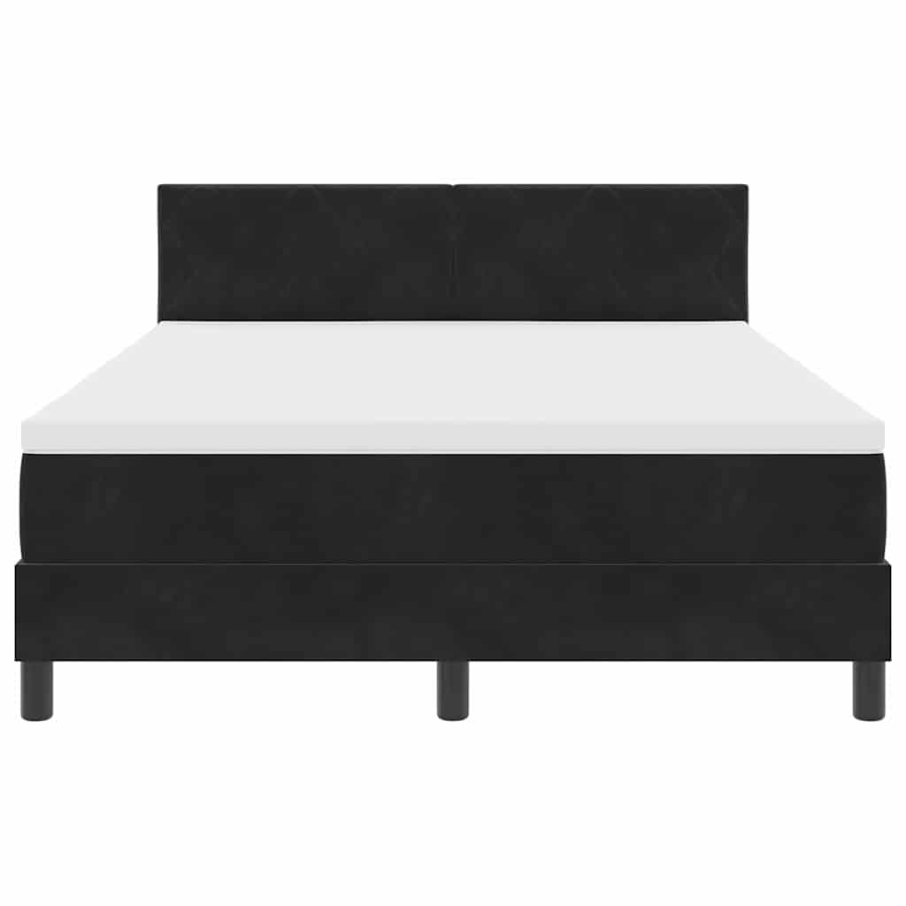 Boxspringbett mit Matratze Schwarz 140 x 190 cm Samt