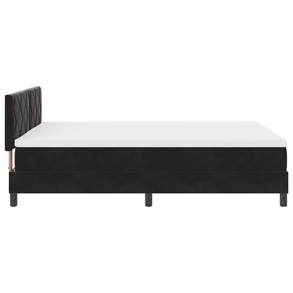 Boxspringbett mit Matratze Schwarz 140 x 190 cm Samt