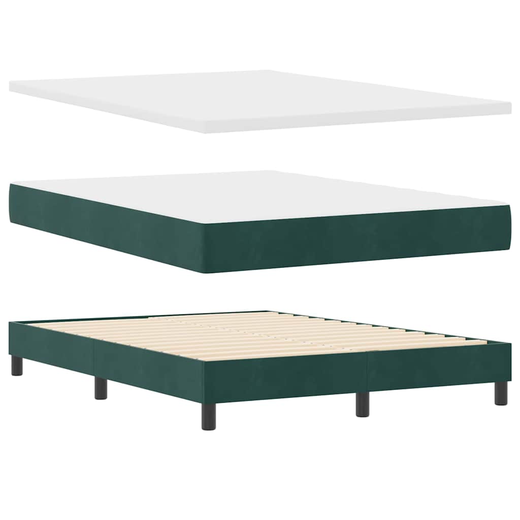 Boxspringbett mit Matratze Dunkelgrün 140 x 190 cm Samt