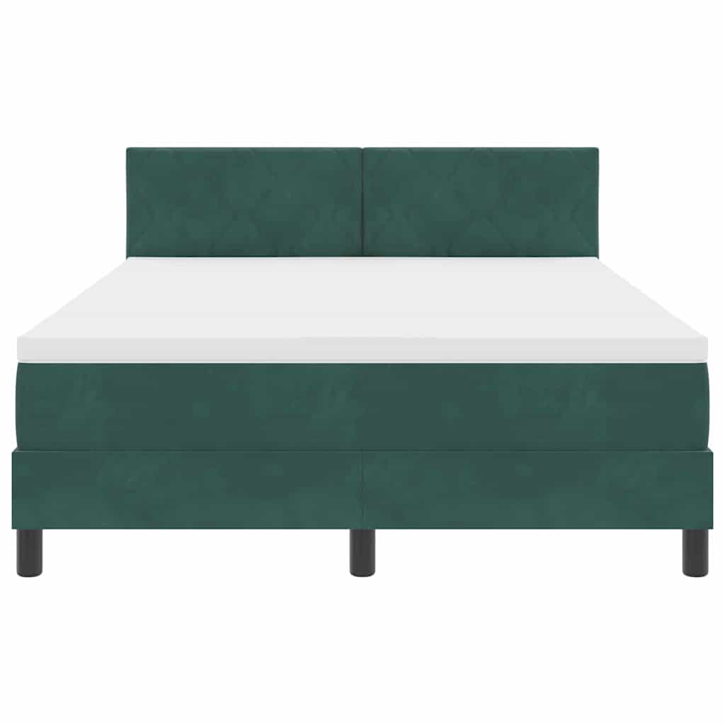 Boxspringbett mit Matratze Dunkelgrün 140 x 190 cm Samt