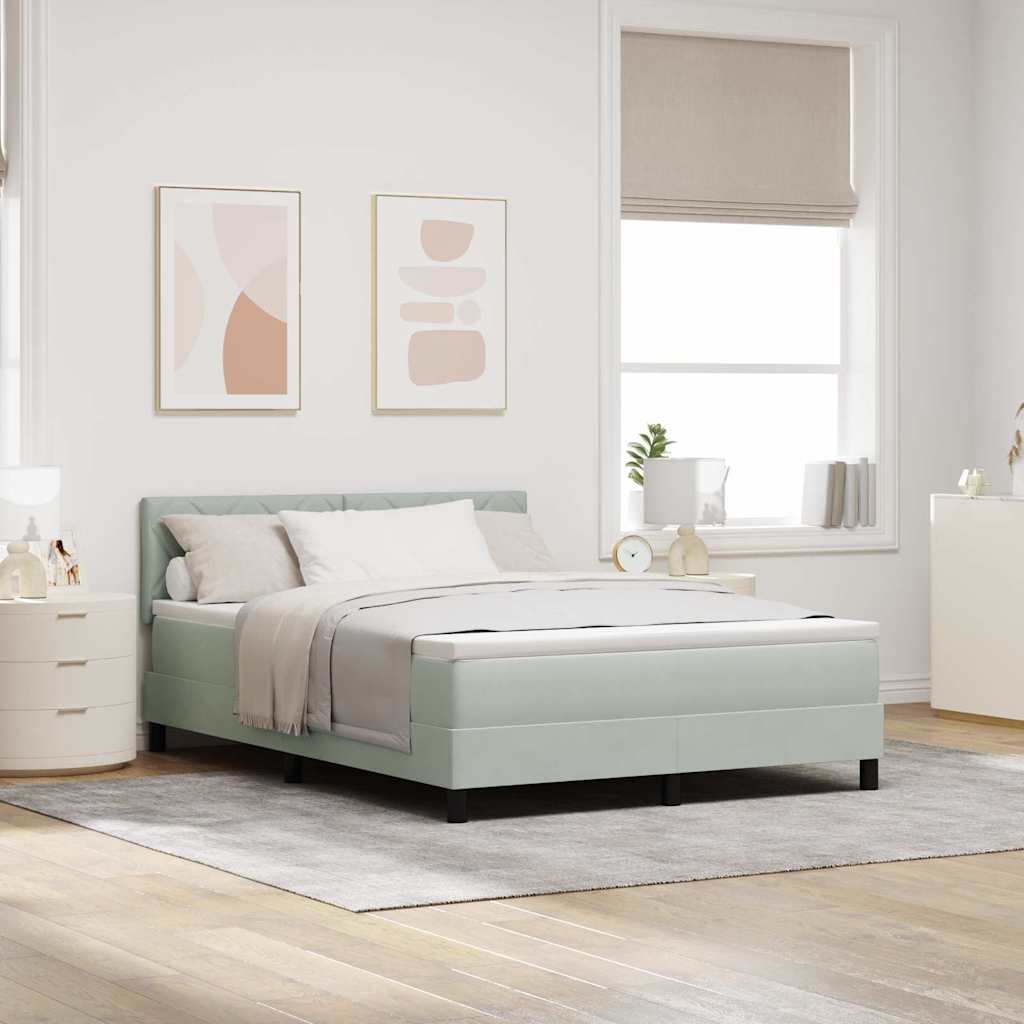 Boxspringbett mit Matratze Hellgrau 140 x 200 cm Samt