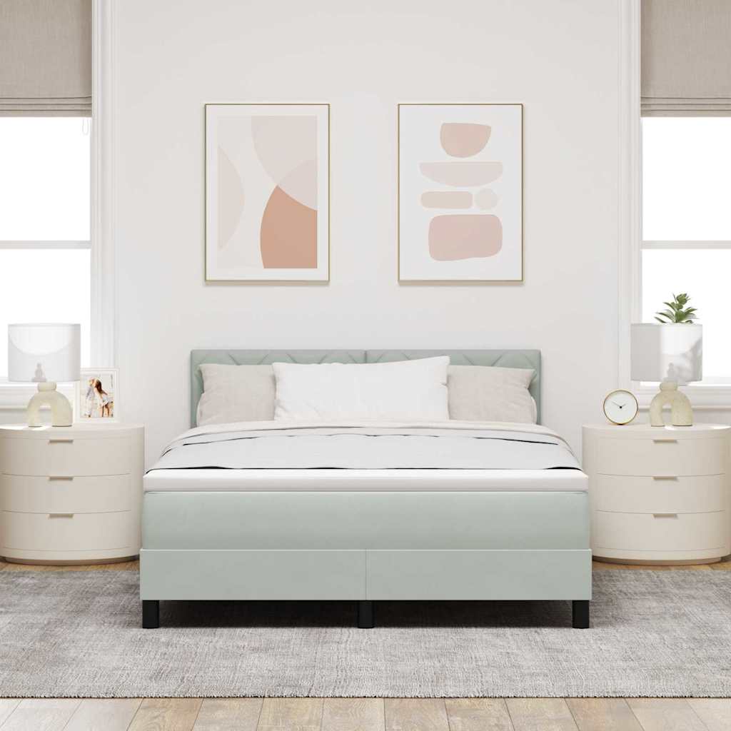 Boxspringbett mit Matratze Hellgrau 140 x 200 cm Samt