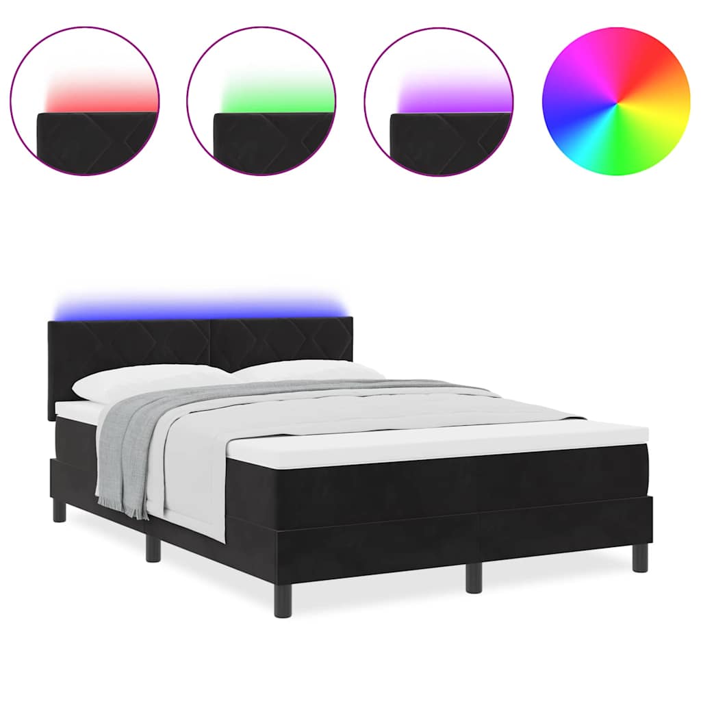 Boxspringbett mit Matratze Schwarz 140 x 200 cm Samt