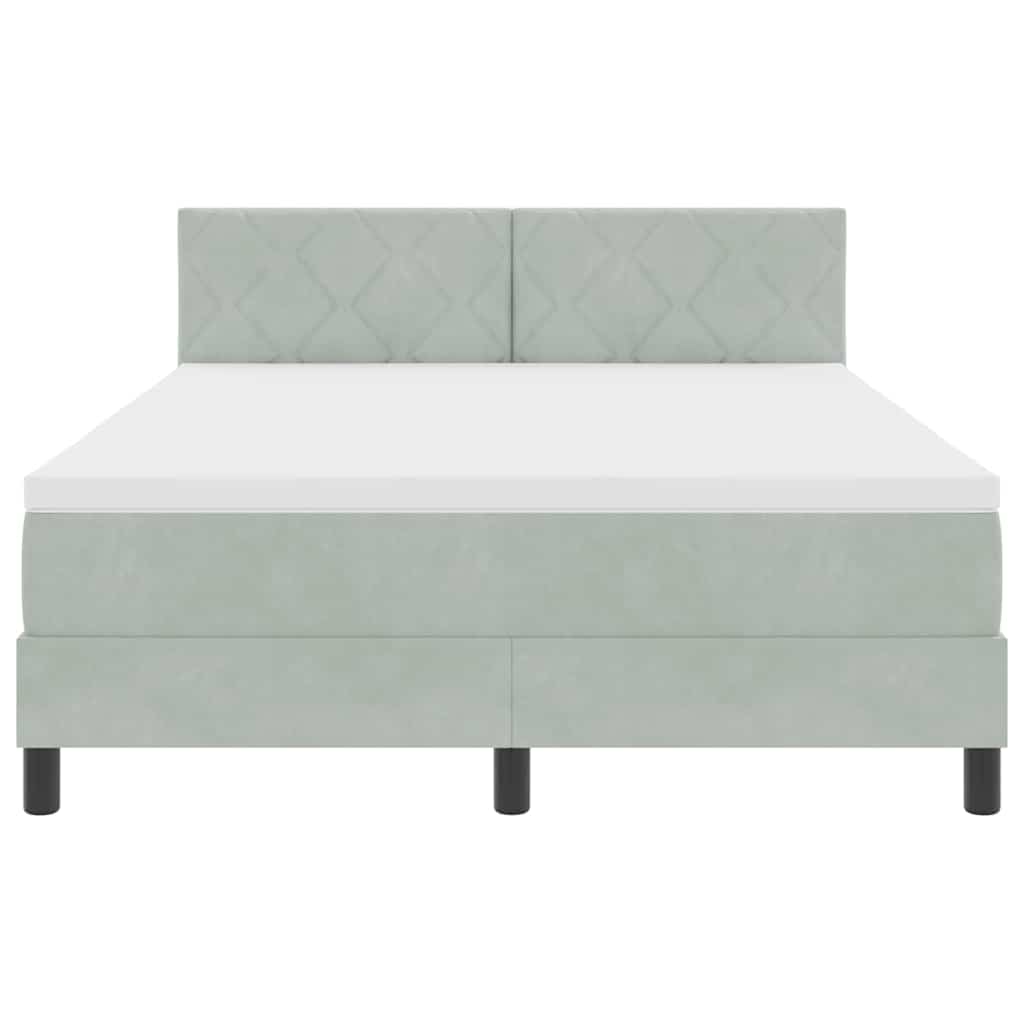 Boxspringbett mit Matratze Hellgrau 160 x 200 cm Samt