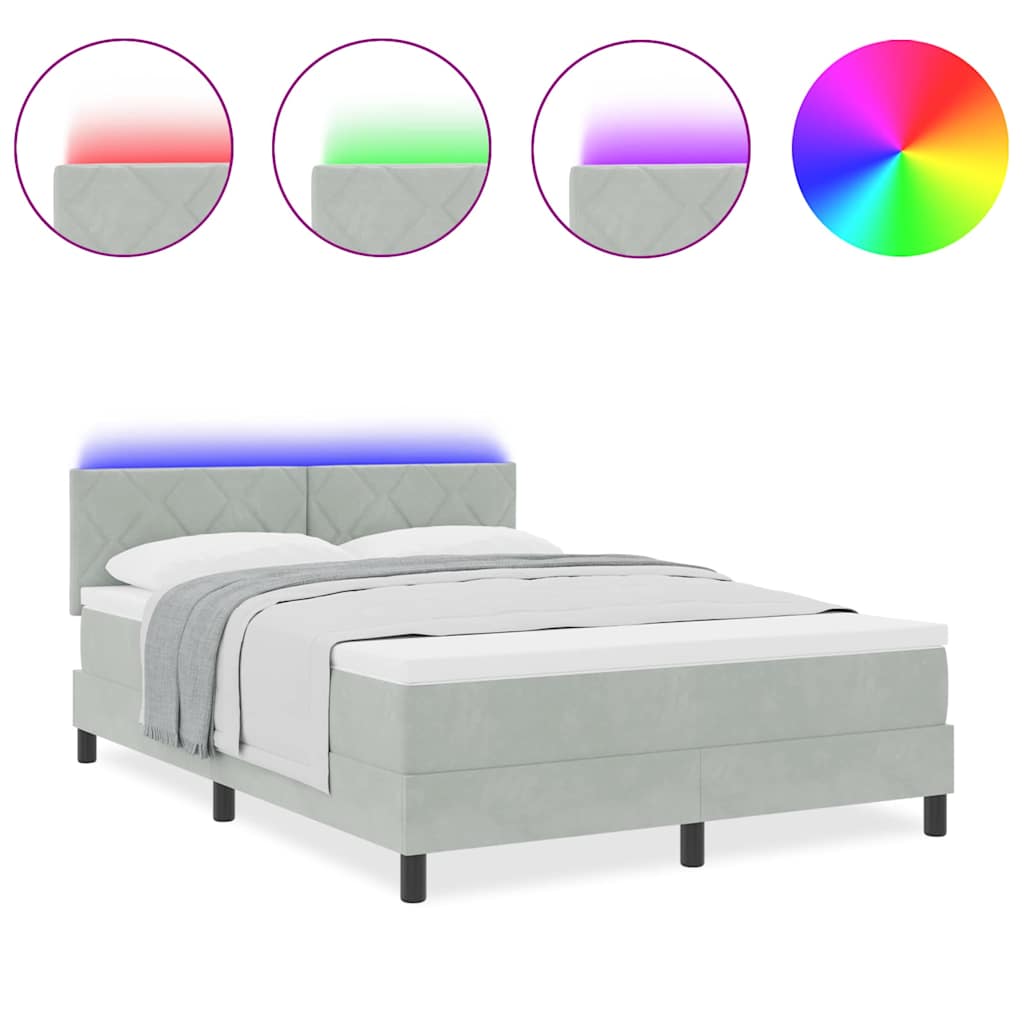 Boxspringbett mit Matratze Hellgrau 160 x 200 cm Samt