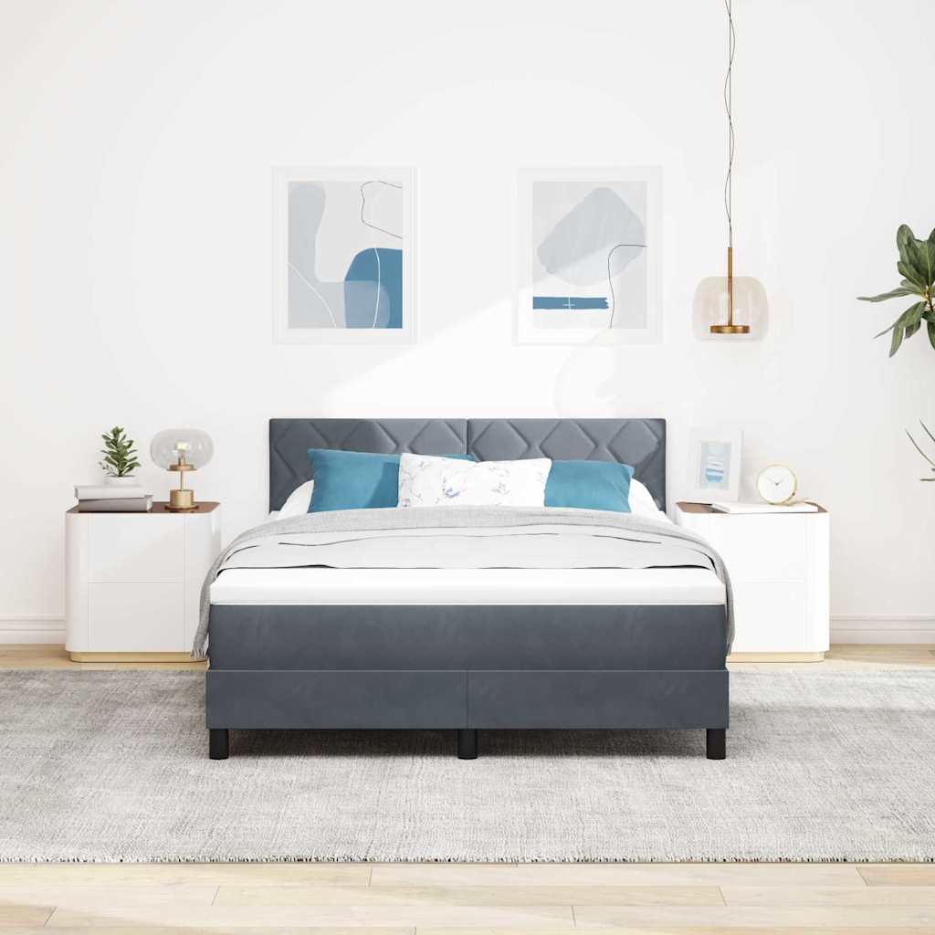 Boxspringbett mit Matratze Dunkelgrau 160 x 200 cm Samt