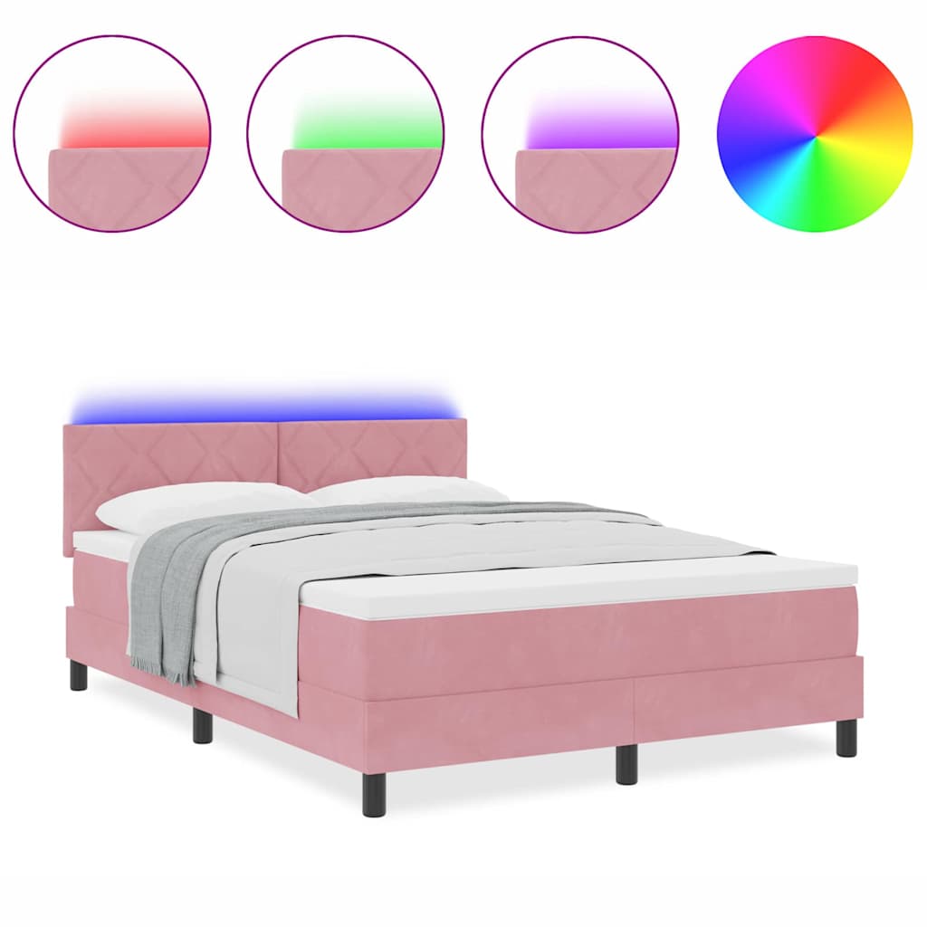 Boxspringbett mit Matratze mit Kopfteil Rosa 160 x 200 cm Samt