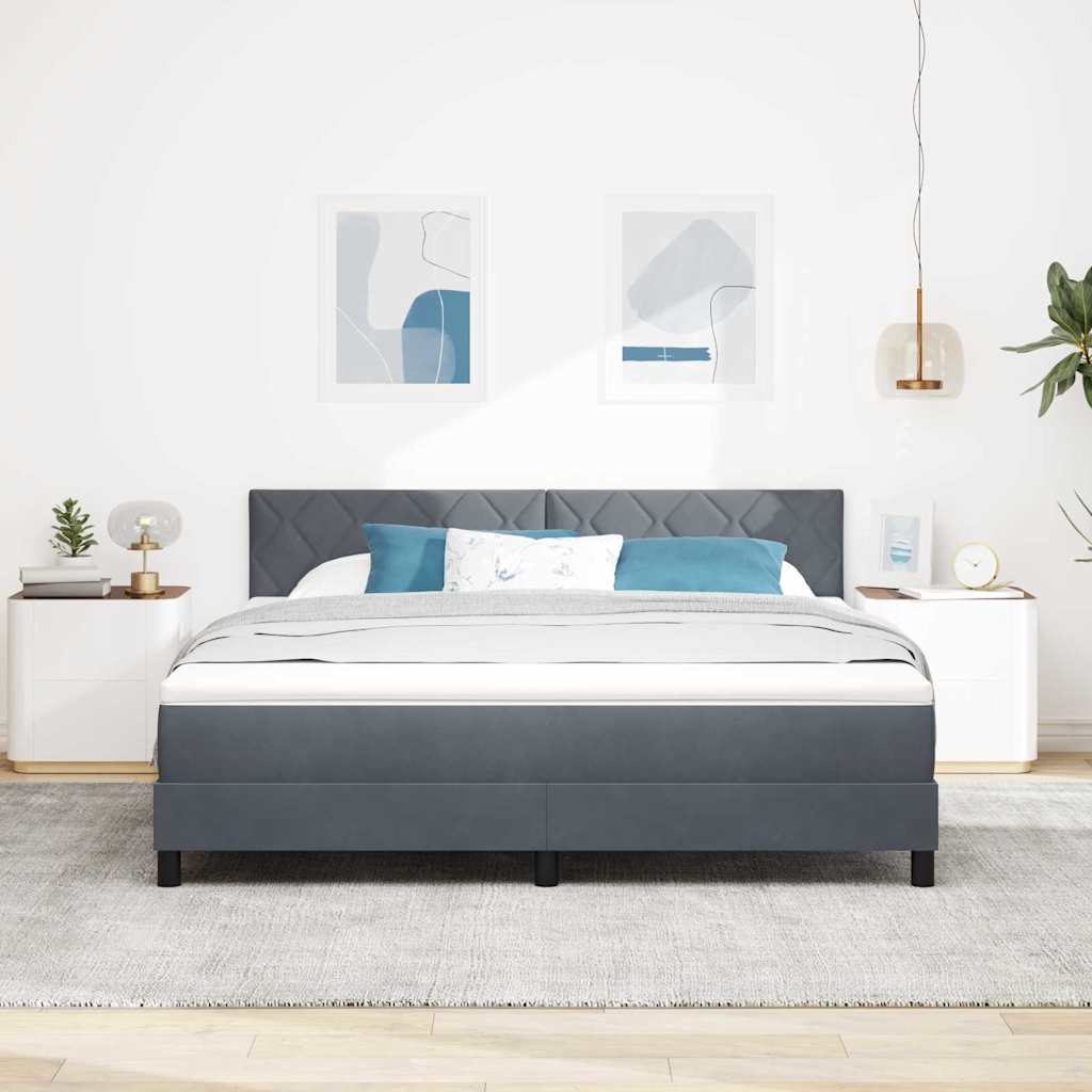 Boxspringbett mit Matratze Dunkelgrau 180 x 200 cm Samt
