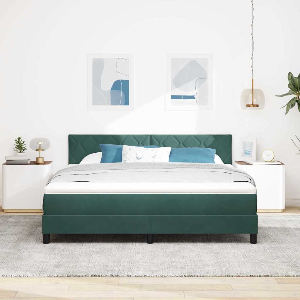 Boxspringbett mit Matratze Dunkelgrün 180 x 200 cm Samt