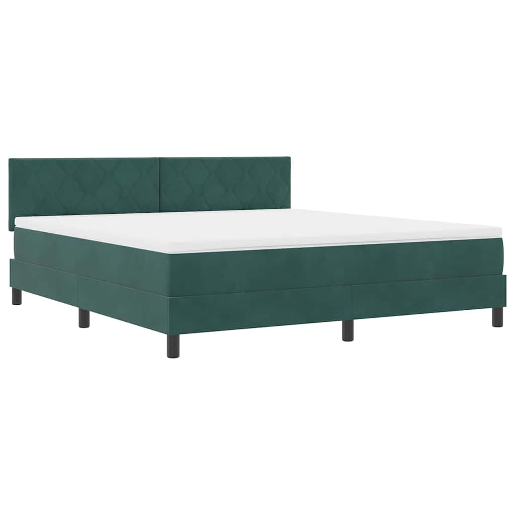Boxspringbett mit Matratze Dunkelgrün 180 x 200 cm Samt