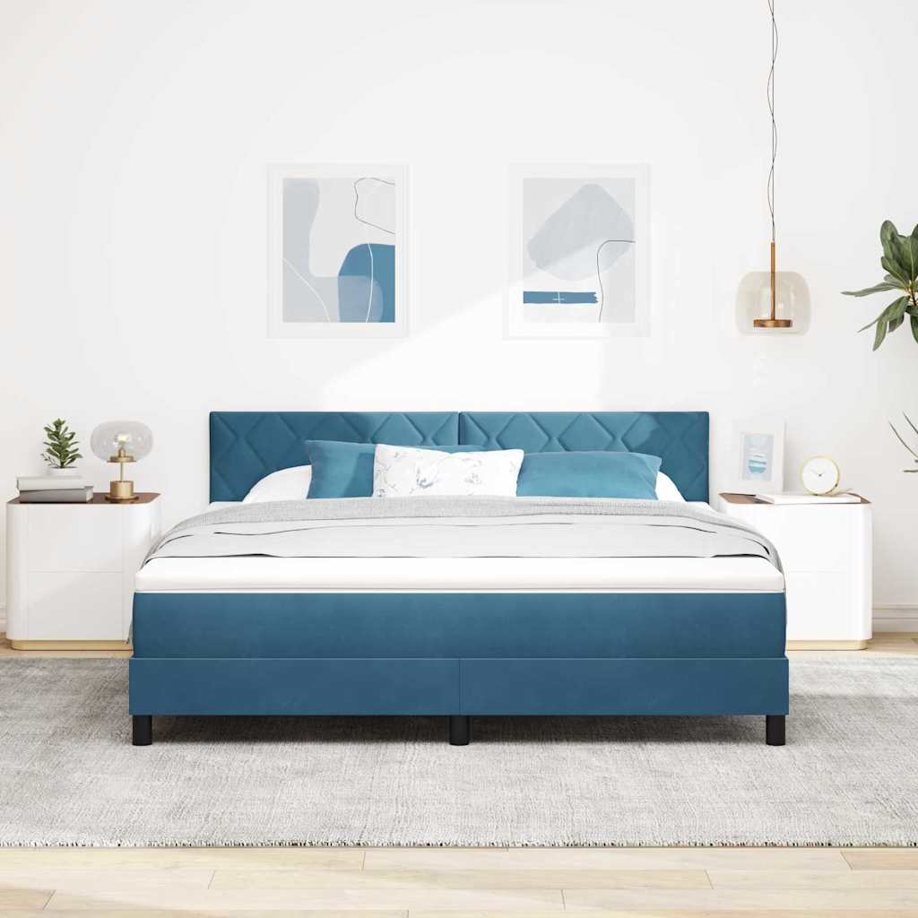 Boxspringbett mit Matratze Dunkelblau 180 x 200 cm Samt