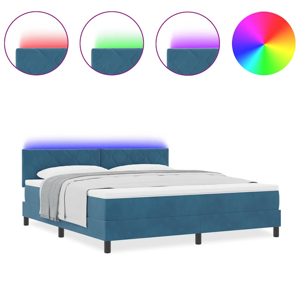 Boxspringbett mit Matratze Dunkelblau 180 x 200 cm Samt