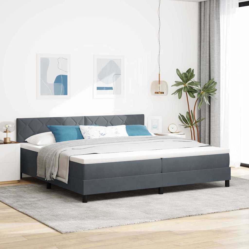 Boxspringbett mit Matratze Dunkelgrau 200 x 200 cm Samt