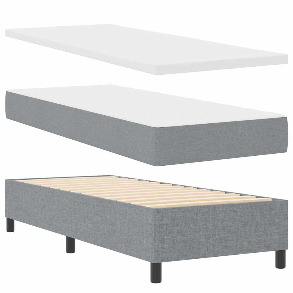 Boxspringbett mit Matratze Hellgrau 80 x 200 cm Stoff