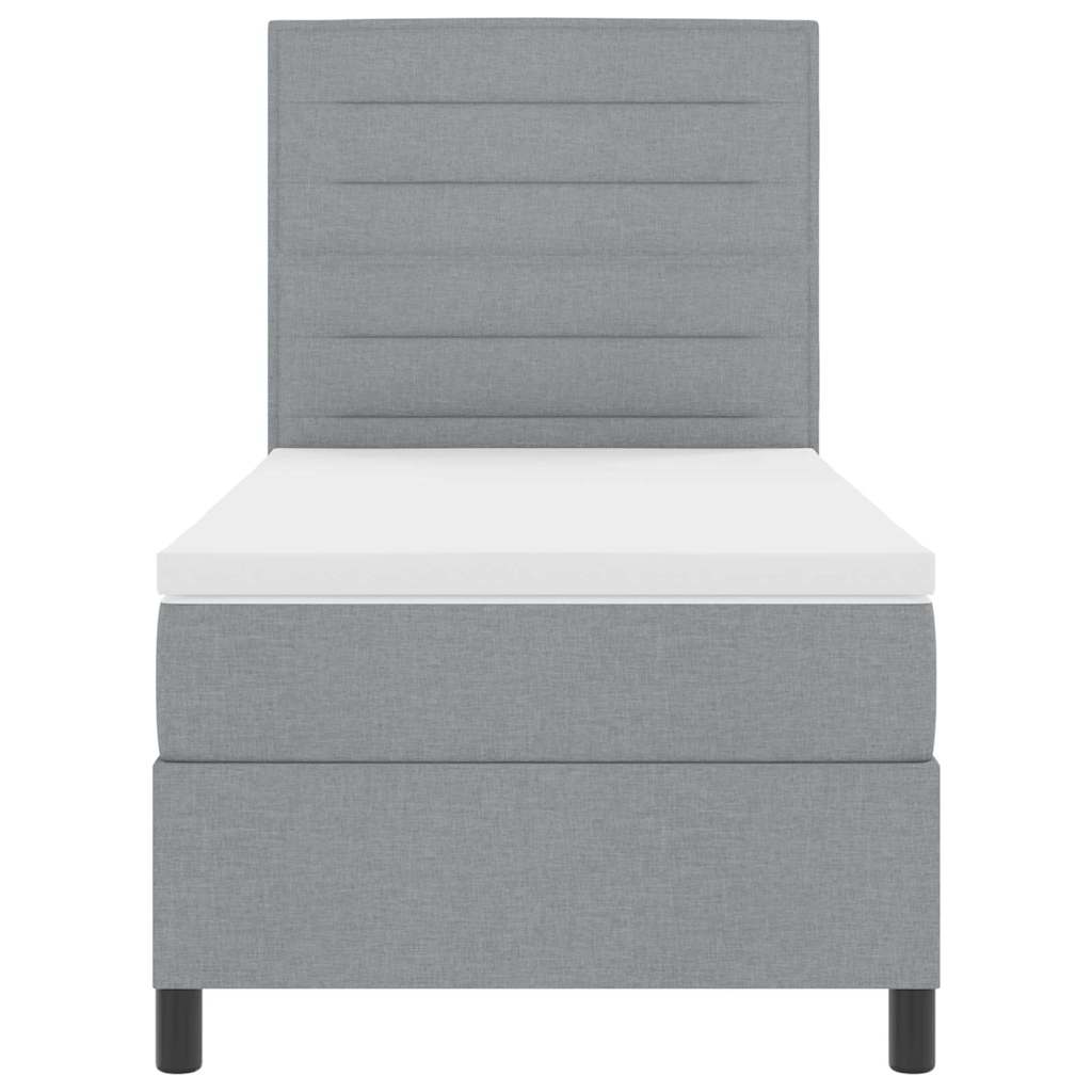 Boxspringbett mit Matratze Hellgrau 80 x 200 cm Stoff