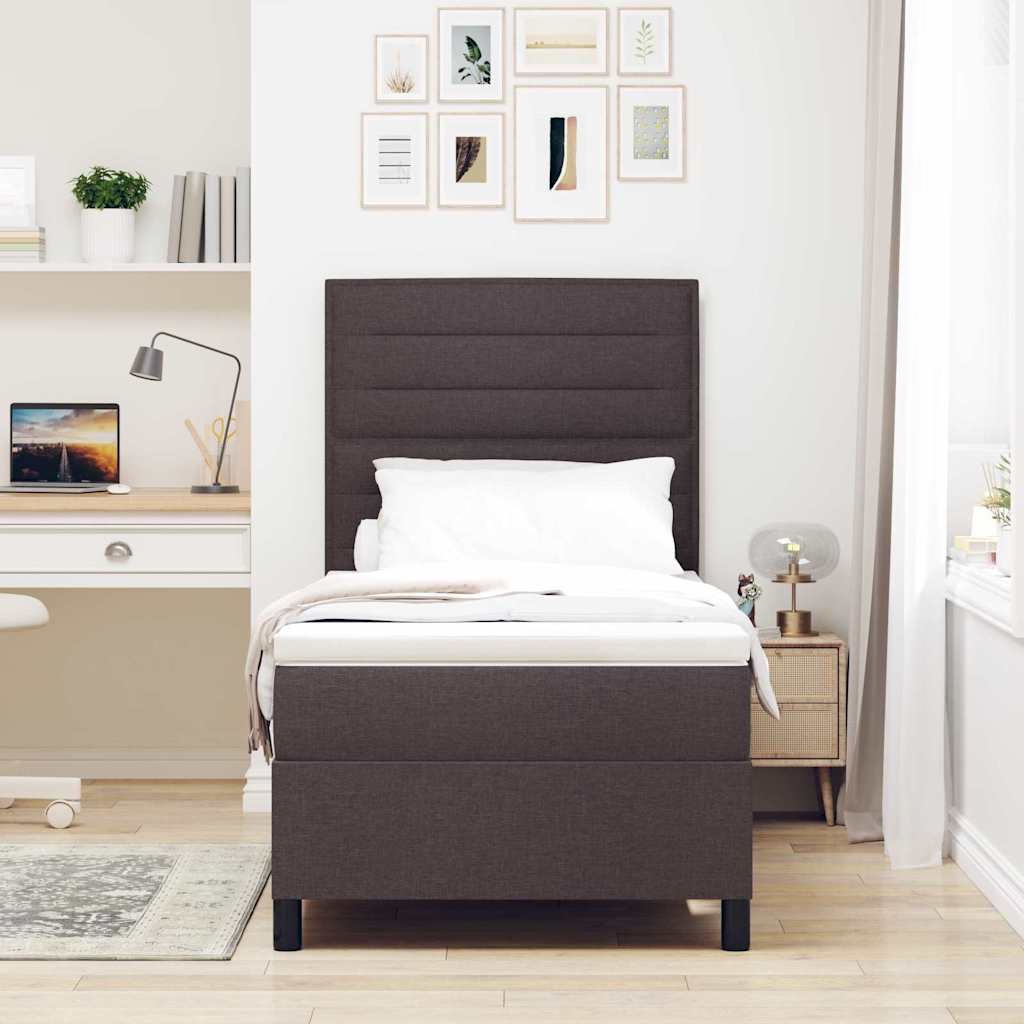 Boxspringbett mit Matratze Dunkelbraun 80 x 200 cm Stoff