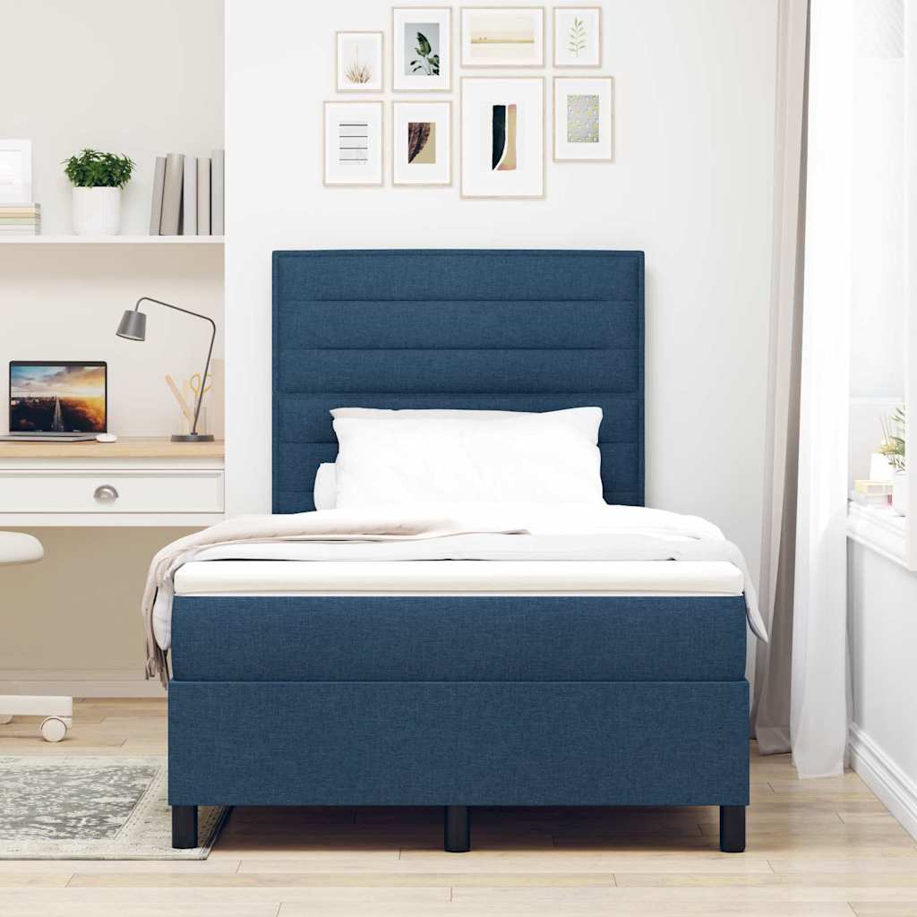 Boxspringbett mit Matratze mit Kopfteil Blau 120 x 190 cm Stoff