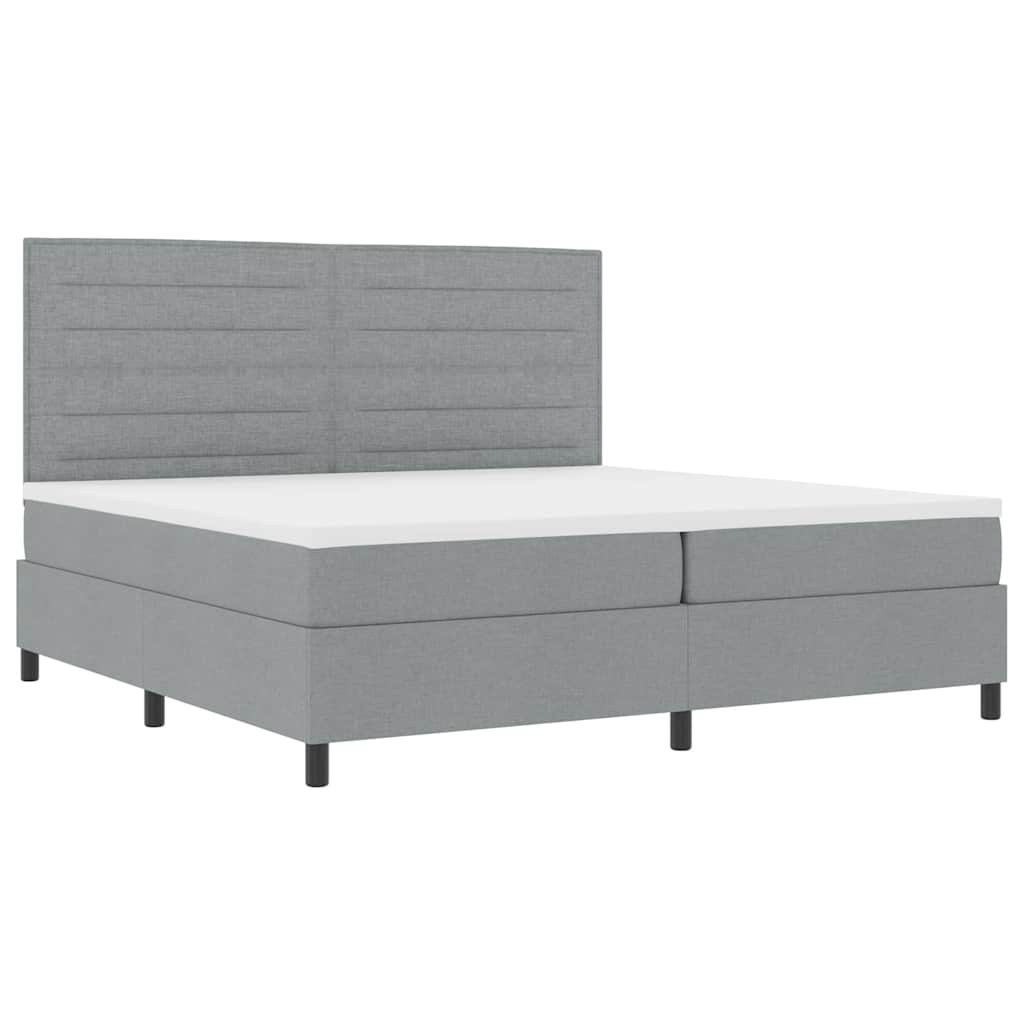 Boxspringbett mit Matratze Hellgrau 200 x 200 cm Stoff