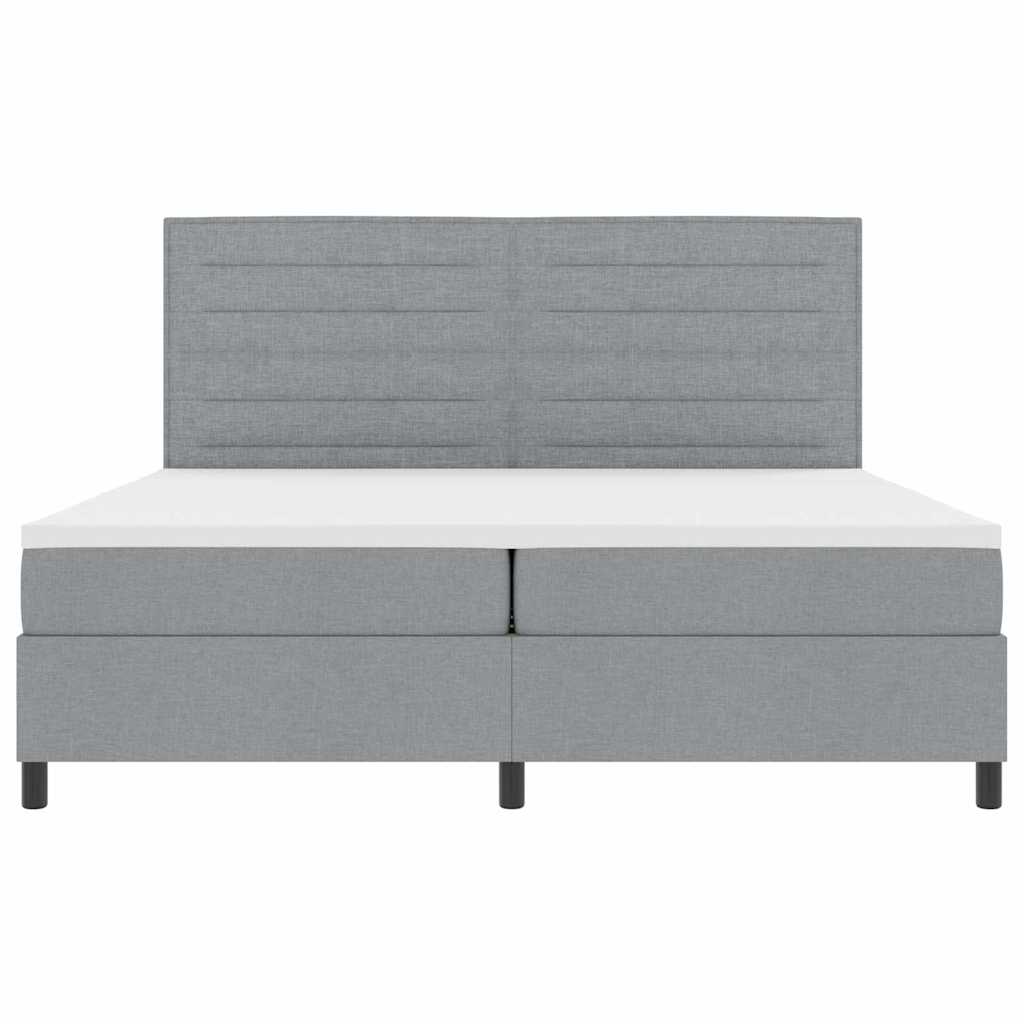 Boxspringbett mit Matratze Hellgrau 200 x 200 cm Stoff