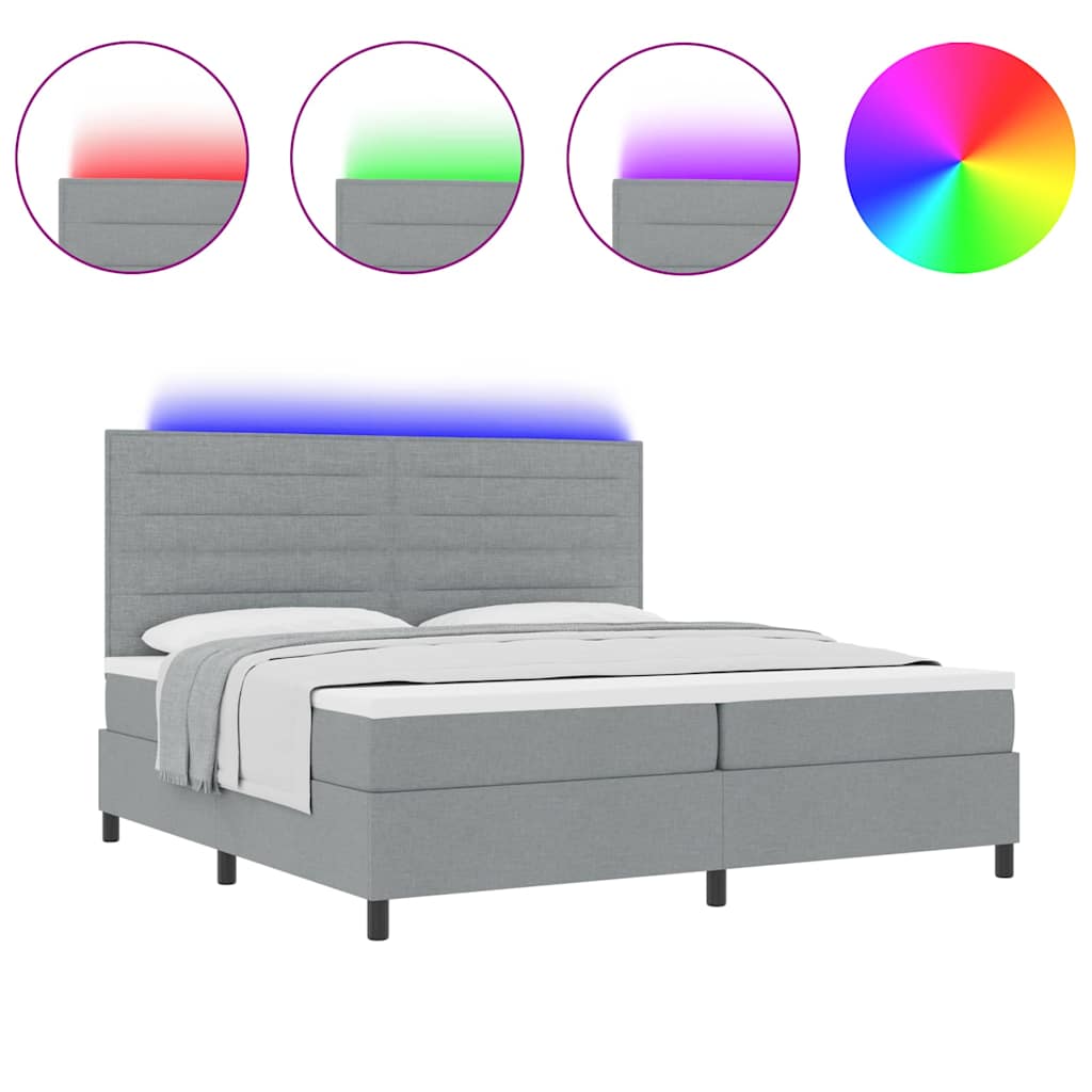 Boxspringbett mit Matratze Hellgrau 200 x 200 cm Stoff