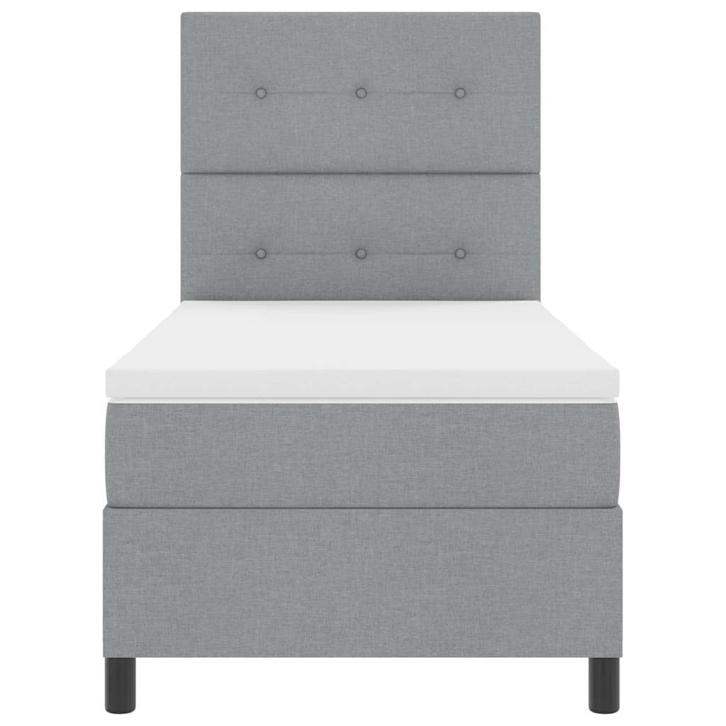 Boxspringbett mit Matratze Hellgrau 80 x 200 cm Stoff