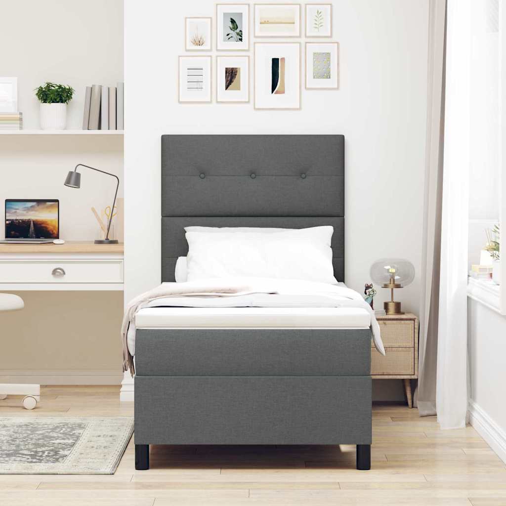 Boxspringbett mit Matratze Dunkelgrau 80 x 200 cm Stoff