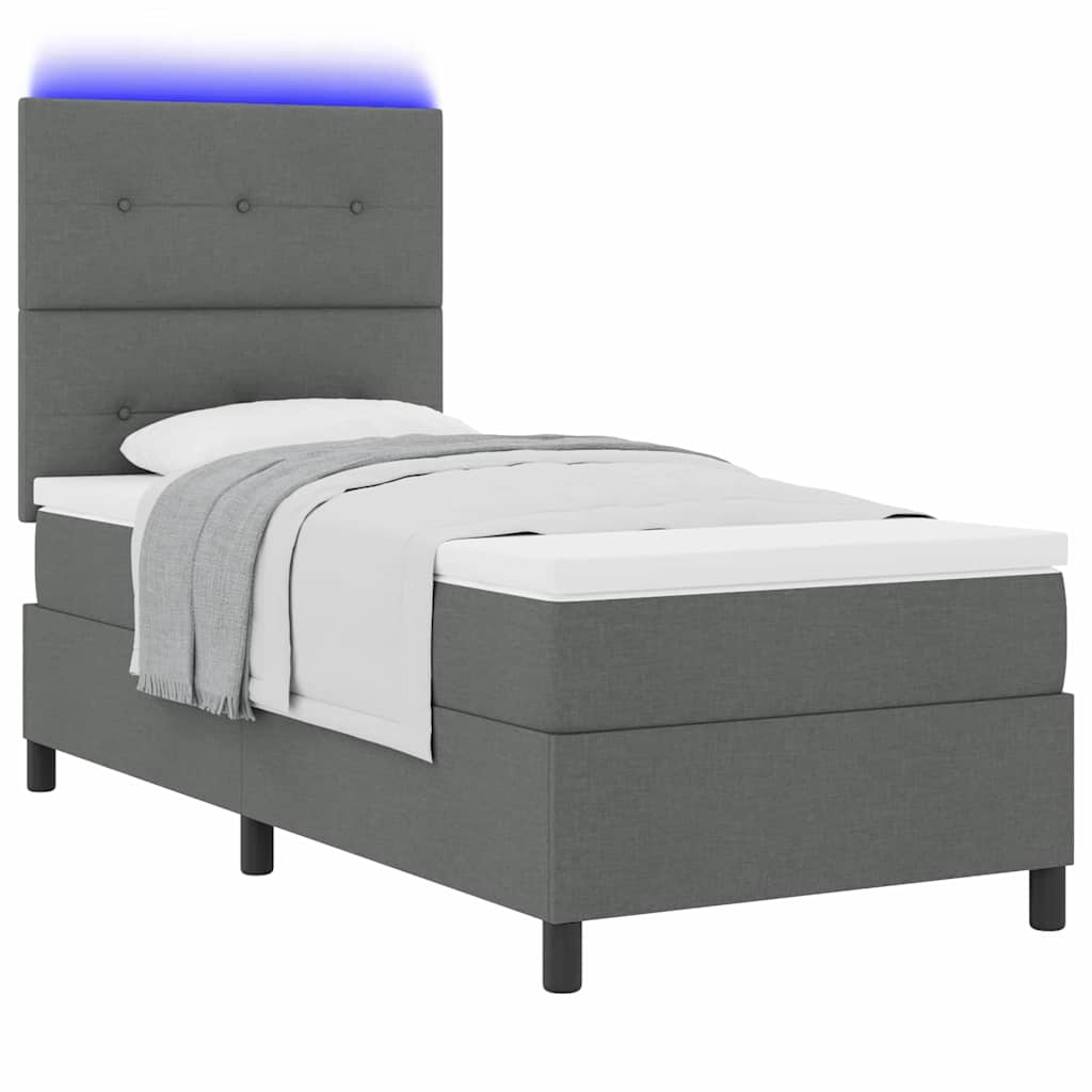 Boxspringbett mit Matratze Dunkelgrau 80 x 200 cm Stoff