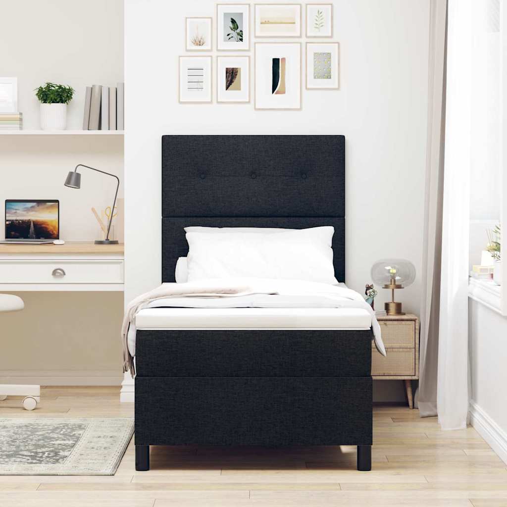Boxspringbett mit Matratze Schwarz 80 x 200 cm Stoff