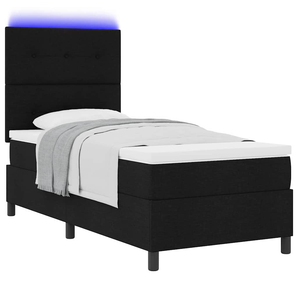 Boxspringbett mit Matratze Schwarz 80 x 200 cm Stoff