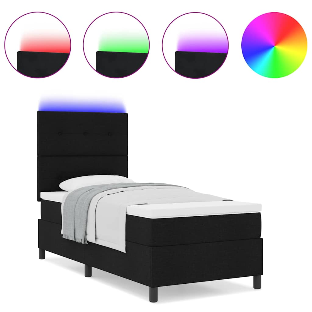 Boxspringbett mit Matratze Schwarz 80 x 200 cm Stoff