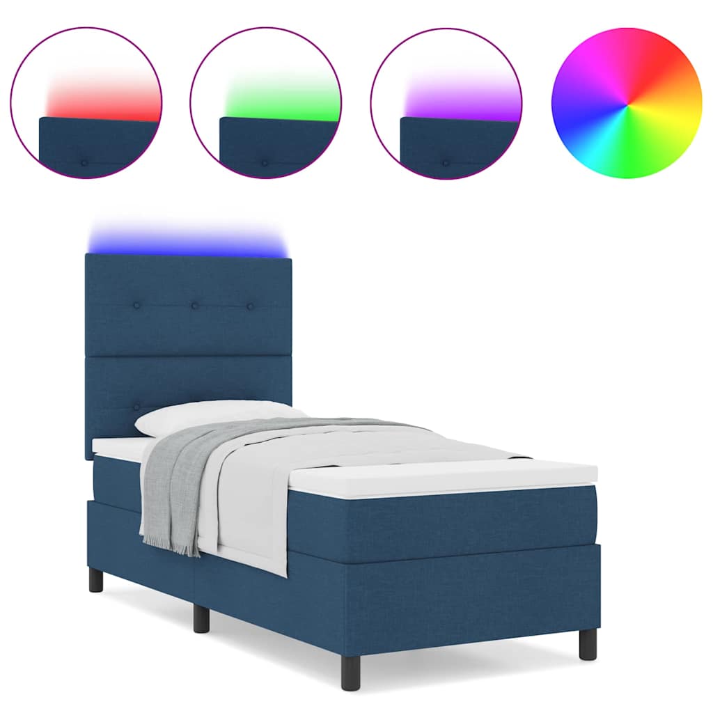 Boxspringbett mit Matratze mit Kopfteil Blau 90 x 200 cm Stoff