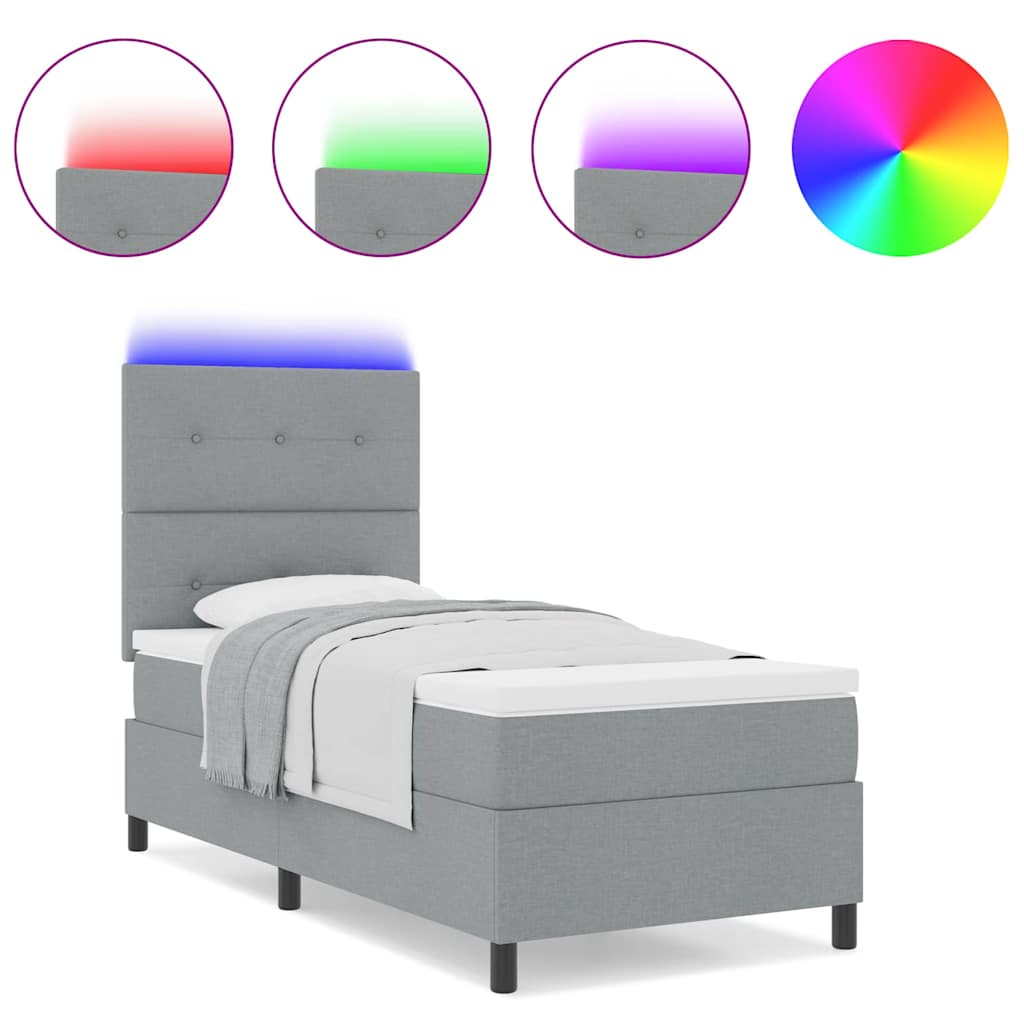 Boxspringbett mit Matratze Hellgrau 100 x 200 cm Stoff