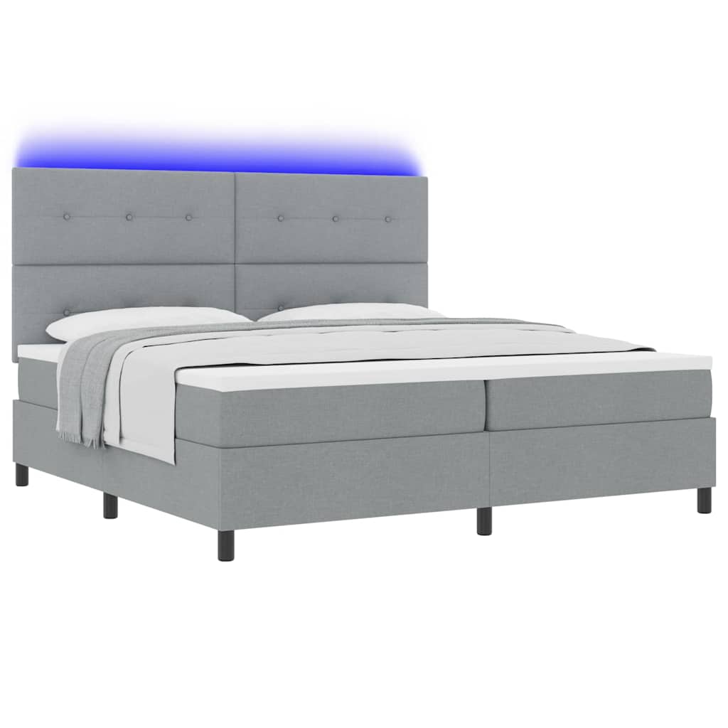 Boxspringbett mit Matratze Hellgrau 200 x 200 cm Stoff