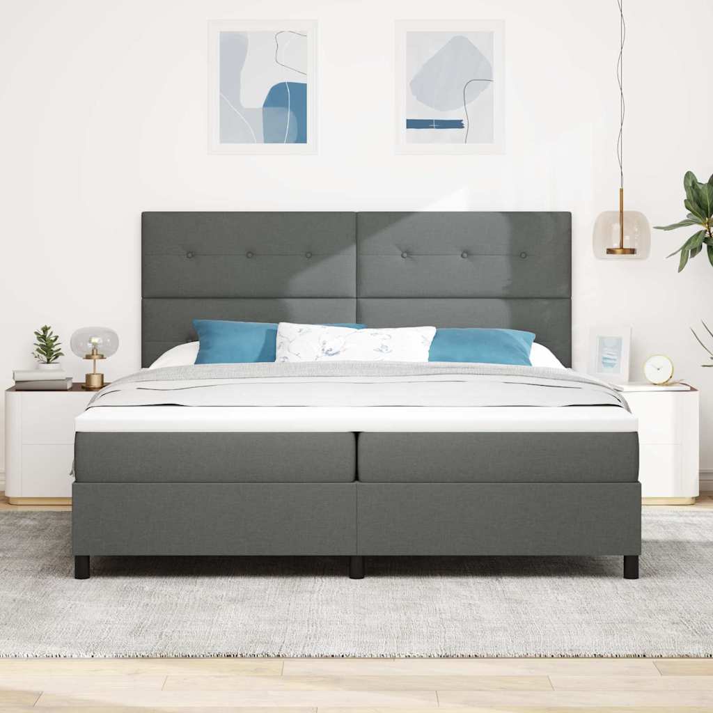 Boxspringbett mit Matratze Dunkelgrau 200 x 200 cm Stoff