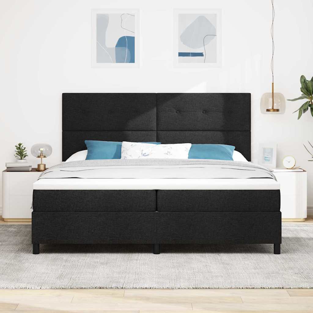 Boxspringbett mit Matratze Schwarz 200 x 200 cm Stoff