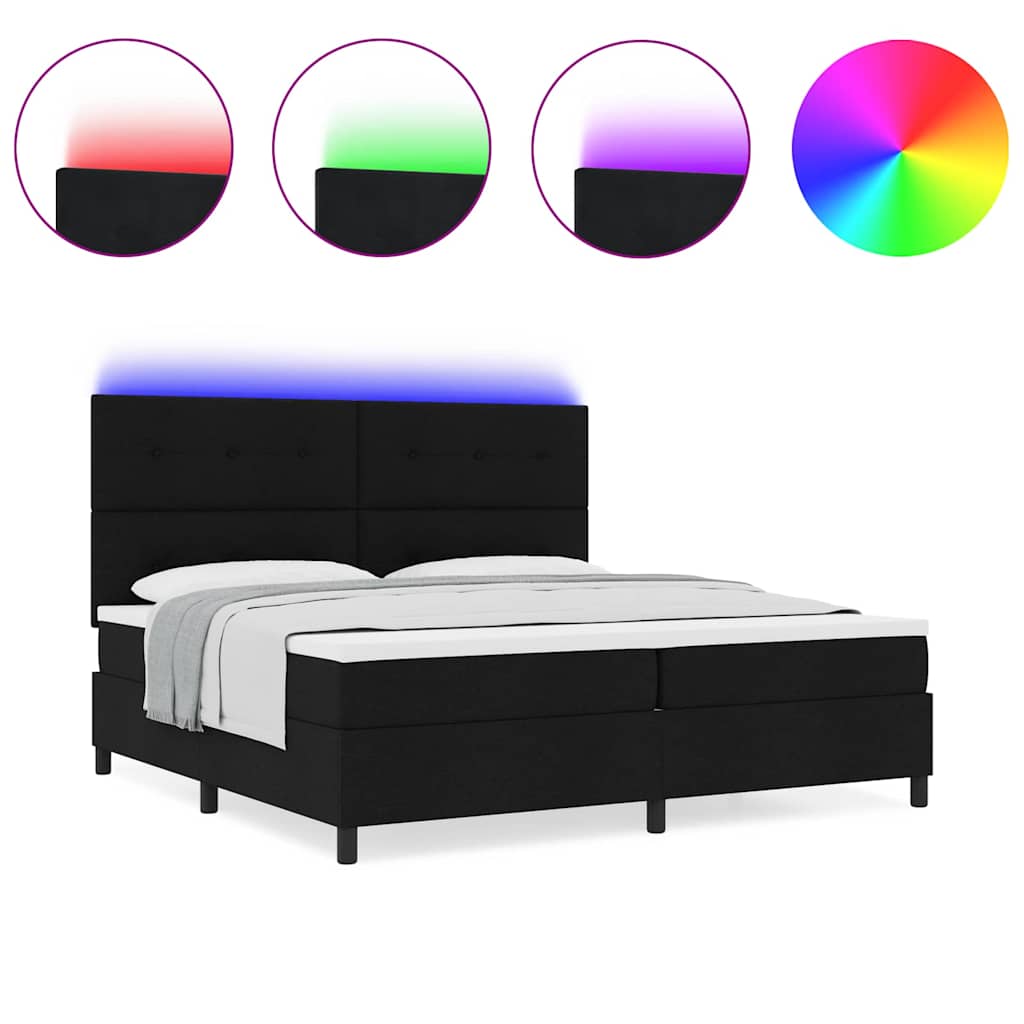 Boxspringbett mit Matratze Schwarz 200 x 200 cm Stoff