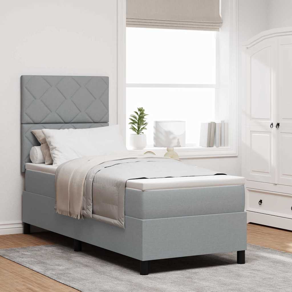 Boxspringbett mit Matratze Hellgrau 80 x 200 cm Stoff