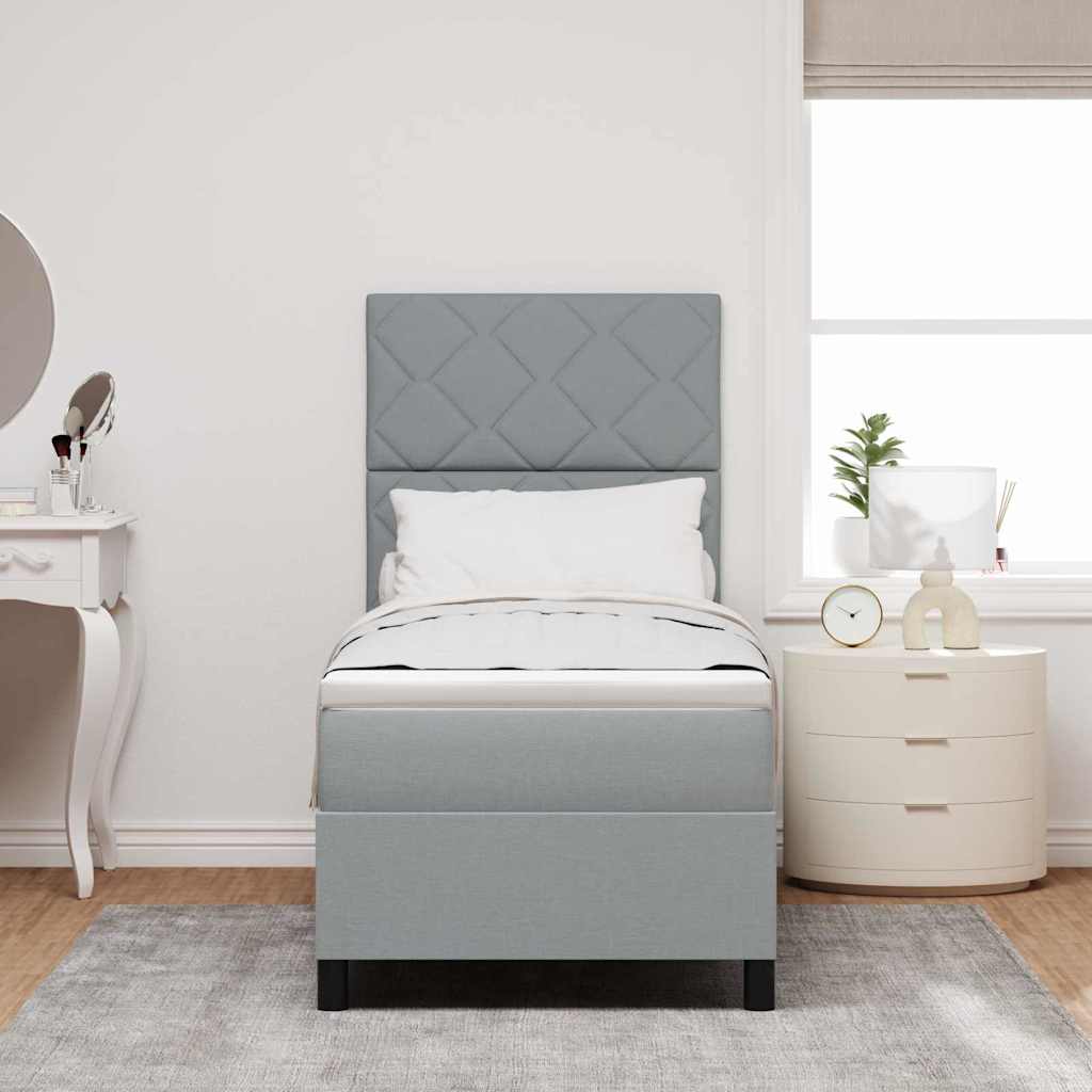 Boxspringbett mit Matratze Hellgrau 80 x 200 cm Stoff