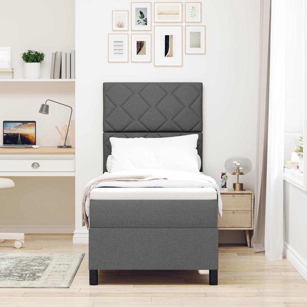 Boxspringbett mit Matratze Dunkelgrau 80 x 200 cm Stoff