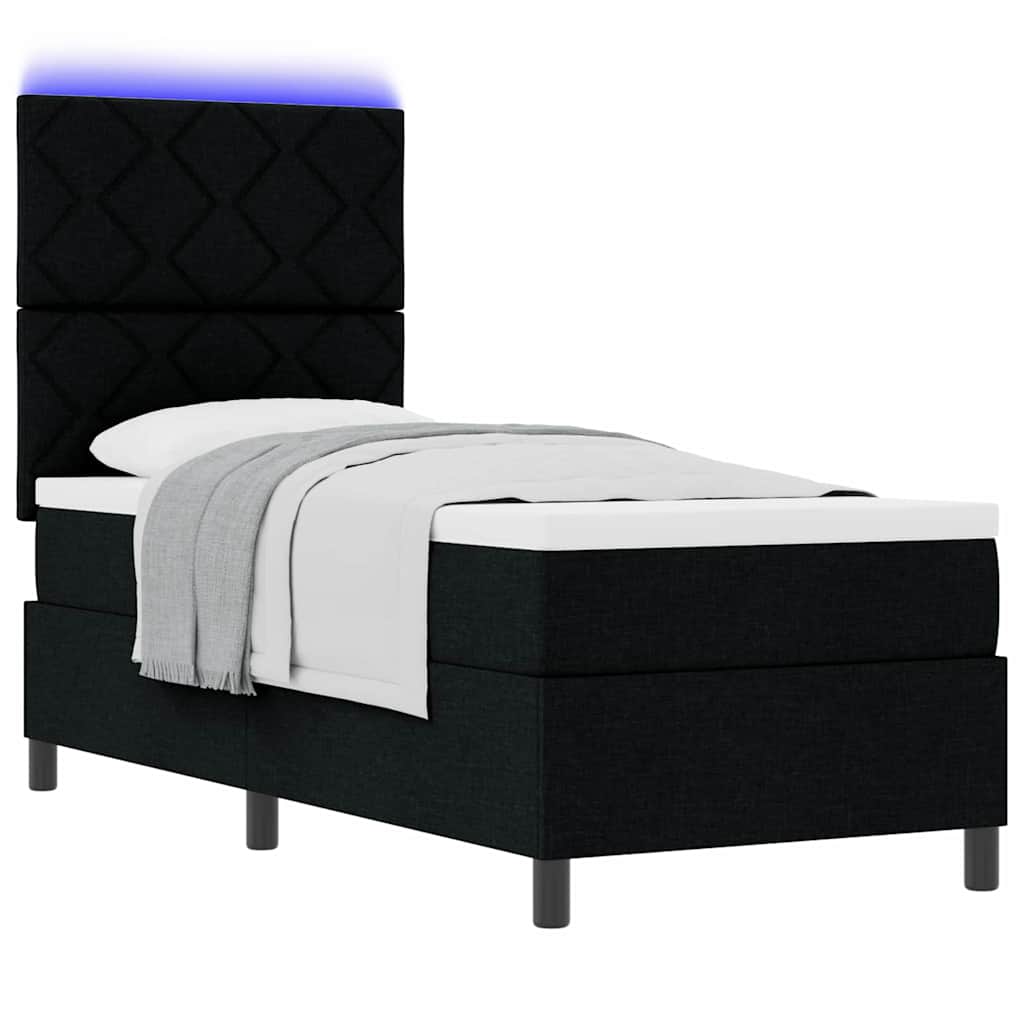 Boxspringbett mit Matratze Schwarz 80 x 200 cm Stoff