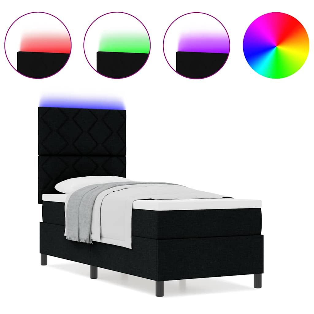 Boxspringbett mit Matratze Schwarz 80 x 200 cm Stoff