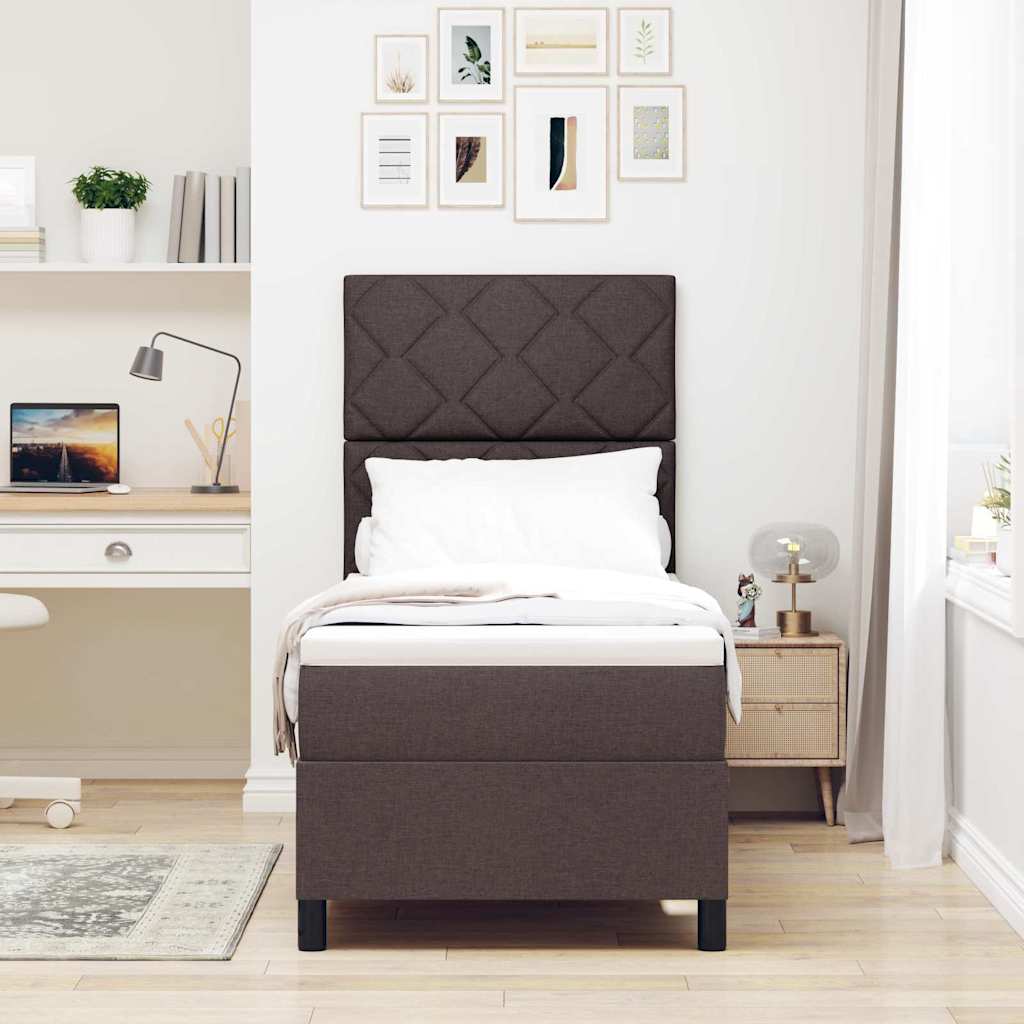 Boxspringbett mit Matratze Dunkelbraun 80 x 200 cm Stoff