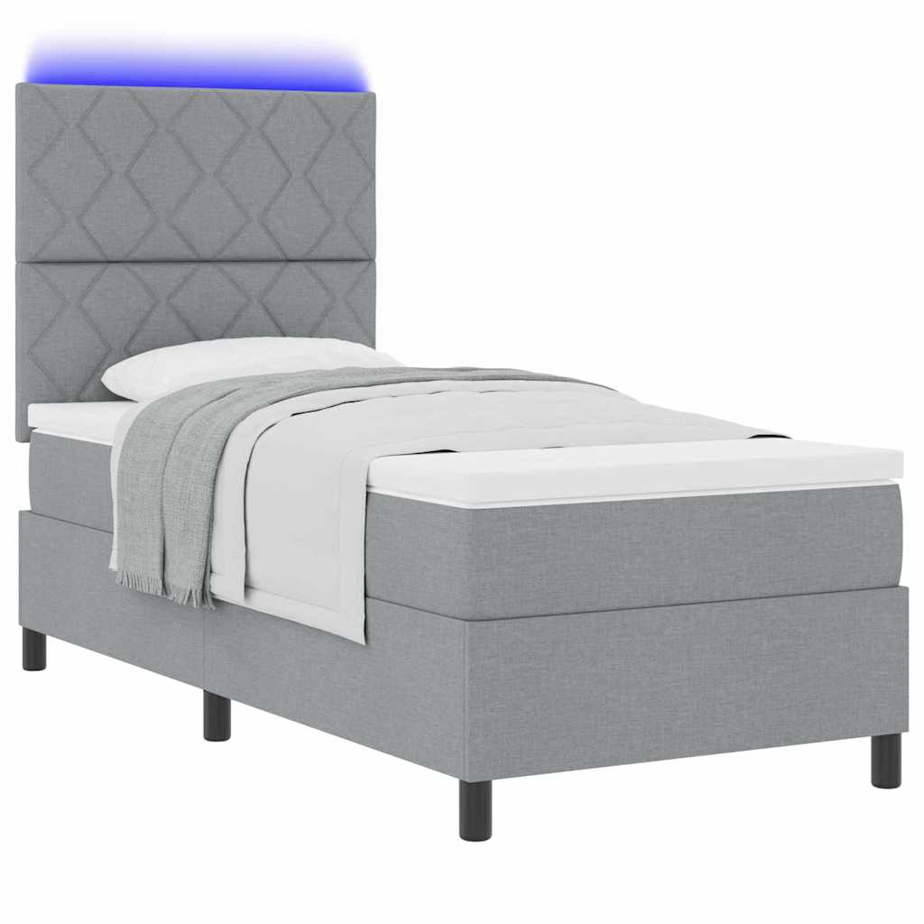 Boxspringbett mit Matratze Hellgrau 90 x 190 cm Stoff