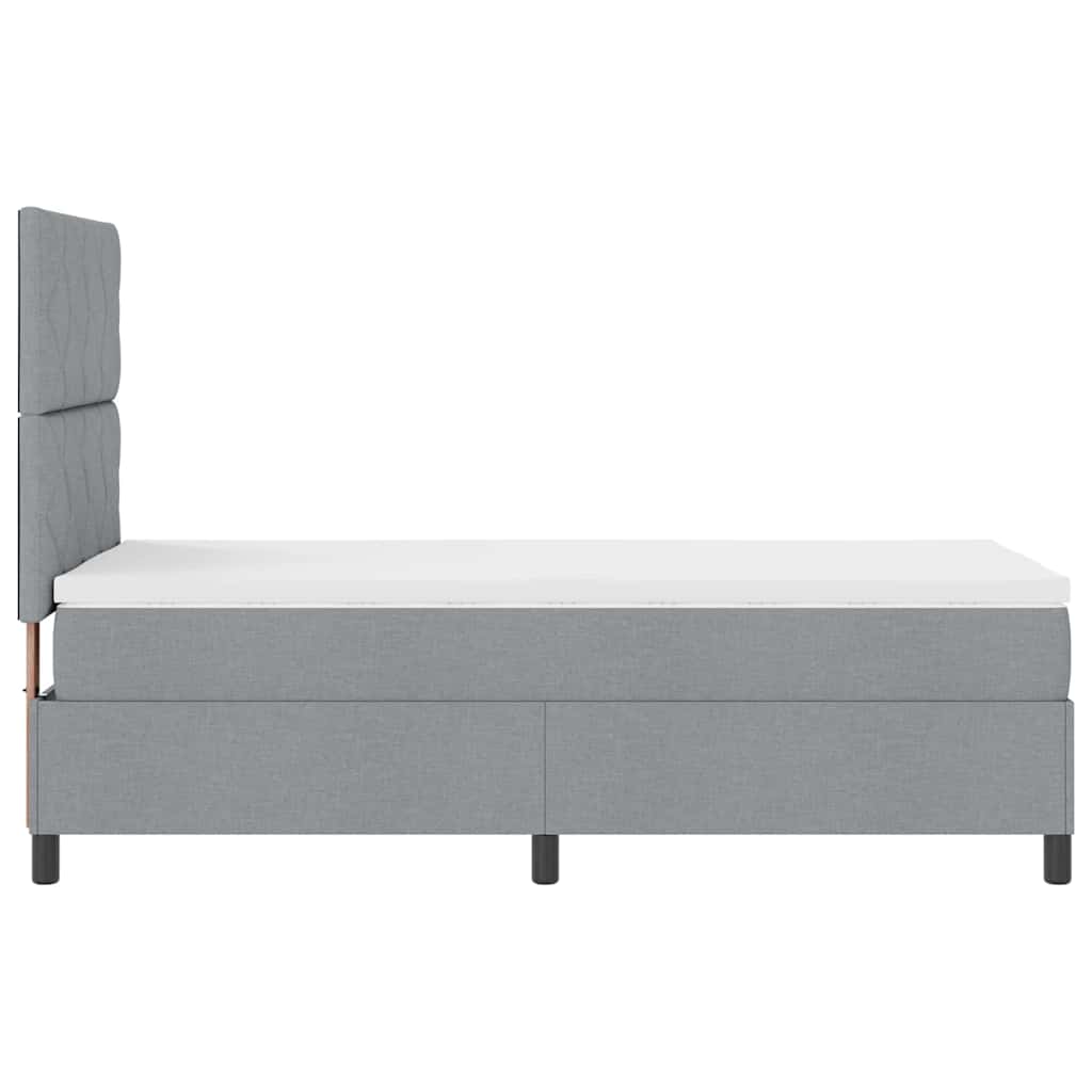 Boxspringbett mit Matratze Hellgrau 90 x 190 cm Stoff